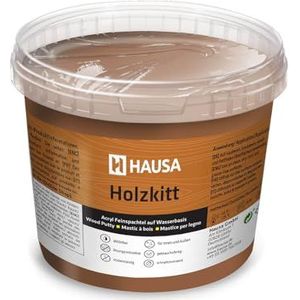 HAUSA Houtkitt 1 kg walnoot donkere houtplamuurmassa, stopverf voor hout, houtplamuur/vulmassa voor het repareren van houtschade, gebruiksklaar, uitstekende vulkracht, sneldrogend, scheurbestendig