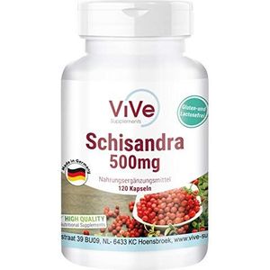 Schisandra Extract 500mg - 120 Capsules - Schisandra Chinensis - Wu Wei Zi - 9% Schisandrine - HOGE DOSIS - VEGAN - Gemaakt in Duitsland