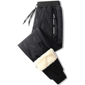 Unisex fleece joggingbroek Winter warme pluizige legging Casual thermiek trainingsbroek Fleece joggingbroek for heren Dames (Color : Black Bound Feet, Size : 5XL)