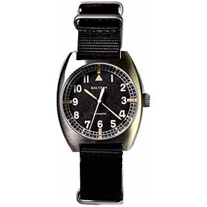 BALTANY W10 Tonneau Horloge Homage RAF Brits Leger Horloge Roestvrij Staal NH38 Automatisch Vintage Horloge voor Mannen (Nylon Band)