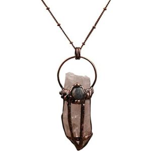 Spiritual Buddha Head Pendant Necklace For Women Bronze Antique Natural Stones Meditation Necklace Jewelry Gift (Color : Style 5 White Quartz)