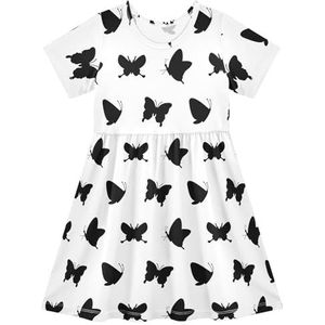 LI ZHI XIN Meisjesjurk kinderen kinderen zomer korte mouw ronde hals casual jurken voor leeftijd 2-8 vlinder patroon, Meerkleurig, 2 jaar