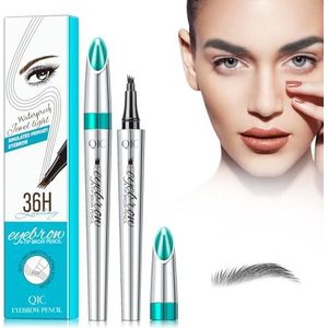 3D Wenkbrauwstift, waterdichte wenkbrauwstift met 4 vorkpunten, duurzame natuurlijke wenkbrauwen (grijs)