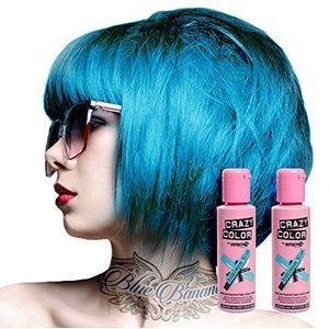 Crazy Color haarverf - Semi-permanent, 100 ml, blauw (Bubblegum Blue) - 2 stuks