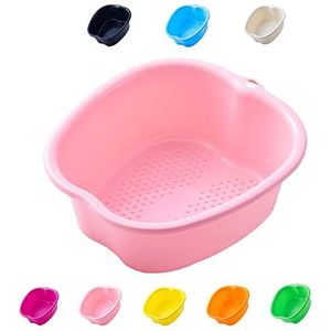 Grote voetenbad-spa-kom, dikke robuuste kunststof kom voor pedicure, ontgifting en massage, perfect voor het inweken van de voeten (roze)
