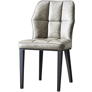 GEIRONV 1 stuks moderne eetkamerstoelen, zacht PU Lederen kussen stoel carbon stalen poten bureaustoel keuken woonkamer zijstoelen Eetstoelen (Color : Cyan gray)