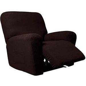 Fauteuilhoezen Fauteuilhoezen met zakken Stretchfluweel Bankovertrek Kussenovertrekken 1-delig Meubelbeschermer(Color:Dark brown)