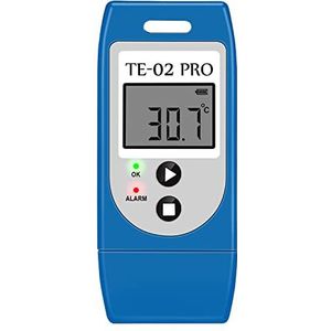 Temperatuurgegevenslogger, multifunctionele USB-temperatuur-gegevensrecorder met 32000 meetwaarden, PDF-rapporten, alarmen, waterdicht, levensduur van 1 jaar, kalibratiecertificaten, thermometer-logger