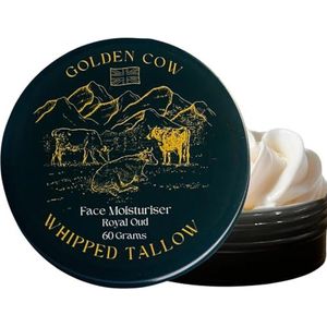 Geklopte rundertalgbalsem – Gezichtscrème en bodylotion met grasgevoerd talg – Oudhgeur (60 g) – Golden Cow balsem voor droge huid – Natuurlijke en biologische verzorging van Forticare