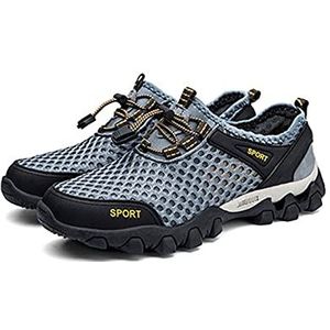 Waterschoenen, Ademende Mesh Schoenen, Sneldrogend Lichtgewicht Uniseks Aquaschoenen, Voor Strandzwemmen, Snorkelen, Surfen, Duiken, Yoga, Oefeningen (48 (EU 45 1/3),Grey)