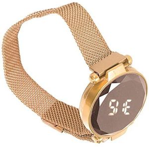 Led-horloge voor Dames, Ronde Led-modieuze Digitale Led-horloge van Glaslegering (Rosé goud)
