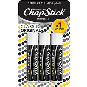 ChapStick Classic (3 sticks) Original Flavor Skin Protectant Flavored Lip Balm Tube, 0,15 Ounce Each