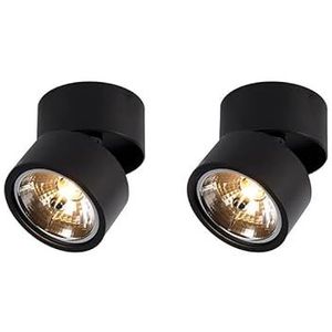 QAZQA Industrieel Set van 2 spots zwart verstelbaar - Go Nine Tubo Aluminium Rond Geschikt voor LED Max. 2 x 40 Watt