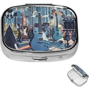 Pillendoosje rechthoekige pillendoos met 3 compartimenten pil organiseren muziekinstrument gitaar pillendoos kleine pillenorganizer waterdichte kleine pillendoos voor op reis pillencontainers voor