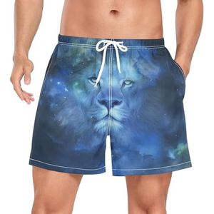 Niigeu Space Zodiac Leo Lion Zwembroek voor heren, sneldrogend, met zakken, Leuke mode, XL