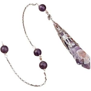 Vintage Natural Gemstones Bronze Pendulum Chains Pendant Necklace Healing Dangle Pendulum Jewelry Reiki Pendulum Decor (Color : Amethyst Silver)