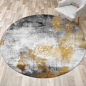 Vloerkleed Woonkamer Groot Rond Modern Gebied Tapijt Zwart-wit Goud Abstracte Inkt Decoratief Tapijt Tapijt Vloermat Yogamat voor Kamer Home Decor ø 180CM