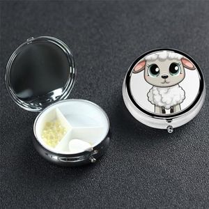 Pillendoosje Ronde Pillendoos Pil Organiseren met 3 Compartimenten Lam Geneeskunde Organizer Box Waterdichte Kleine Pillendoos voor Reizen Metalen Pillencontainers voor Medicatie Planner