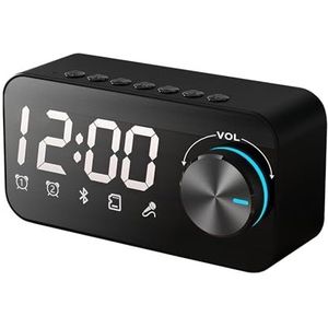 Colexy Bluetooth-luidspreker met RGB-licht en dubbele wekker, multifunctionele muziekdoos, draagbare bluetooth-behuizing, dubbele basluidspreker, 360° stereogeluid, led-display (zwart S16)