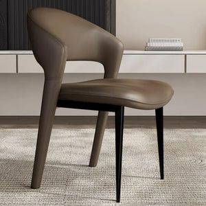 WEIDPHL Luxe Gecapitonneerde Eetkamerstoelen, Make-Upstoel, Gestoffeerde Stoelen, Huidvriendelijk Zacht Leer, Onderhandelingsstoel Voor Restaurant, Kaptafel,Brown a