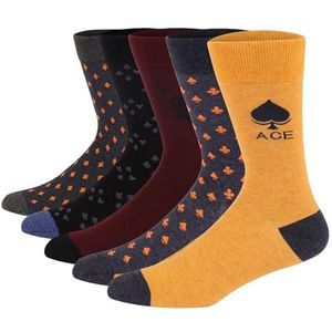 LCKJLJ 5 paar Argyle-sokken voor heren, grote maten, gekamd katoen, ronde sokken, zwart, cool, ademend, casual sokken voor heren, 5 paar-JC136-6, EUR(41-48)