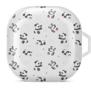 Kinderpatroon met Panda's Oordopjes Hoesje Compatibel met Samsung Hard Shell Beschermhoes Wit-Stijl