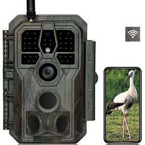 GardePro E8 WiFi Wildcamera met App, 64MP H.264 1296P Video, 30m Infrarood Nachtzicht, Bewegingssensor, Mobile Device Upload, 0.1s Snelle Trigger, IP66