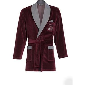Revise RE-111 Ochtendjas voor heren, kort, velours, badjas - elegant, Bordeaux rood C1, S