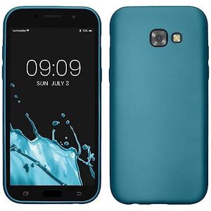 kwmobile telefoonhoesje compatibel met Samsung Galaxy A5 (2017) hoesje - Zachte case voor smartphone - Back cover in Metallic carabisch blauw
