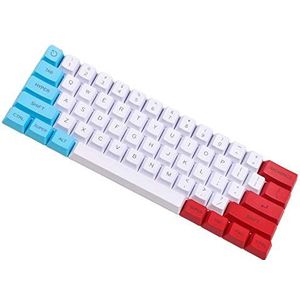 YMDK 61 ANSI Rood Blauw Wit Gemengd Aangepast 60 Keycaps OEM-profiel Dikke PBT Keycap Set Geschikt voor 61 ANSI MX-schakelaars Mechanisch Gaming Toetsenbord (topprint) (alleen Keycap)
