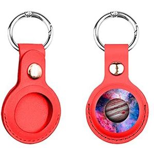 Jupiter Patroon Airtags Case Anti-verloren lederen case compatibel met Apple Air Tag 2021 Beschermende Kids Pet Items Locator Cover Metalen Sleutelhanger Haak Gepersonaliseerde Print (rood)