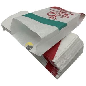 Papieren zakken - Broodzakken - 100 stuks - 11 + 4 x 24 cm - Broodzak - italiaanse vlag - boterhamzakken - vetvrij papier - Broodzak - baguette - food - snacks - bakkerszakken - Ideaal voor bakkerijen
