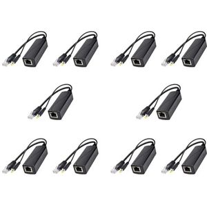 Bdfhjln 10X PS5712TG Gigabit Power Over Ethernet Splitter 10/100/1000Mpbs RJ45 Ondersteuning IEEE802.3 Af/At(30W) PoE Splitter