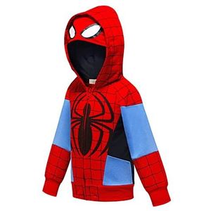 Spiderman Hoodie Kid Herfst Hoodies Kind Superheld Hooded Trainingspak 3D Print Rits Patroon Sweatshirts Jas Met Zakken Casual Kleding,Red-Kids 150 (Dress Length~48CM)
