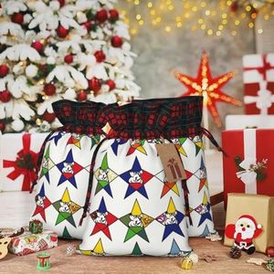 Gift Zakken Met Trekkoord 20 X 39 Inch Kerst Trekkoord Tas Sterren Oosterse Sterren Herbruikbare Xmas Wrapping Bag Voor Party Present Zakken Voor Geschenken Decoraties Vakantie