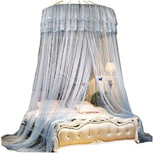 Kaiyei Klamboe universeel hangend bed luifel kant voor dubbel, eenpersoonsbed, kinderbedjes, prinses koepel met zelfklevende haak vlinderdecoratie slaapkamer familie gebruikt romantisch paleis grijs 200 cm x 220 cm