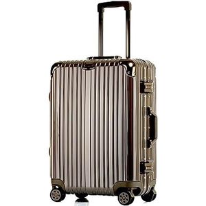 Lichtgewicht Koffer Reisbagage Koffer Spinner Met Wielen, Hardside Koffer Voor Reizen Koffer Bagage (Color : Brown, Size : 22in)