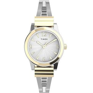 Timex Vrouwen Fashion Stretch Armbanden 25mm Horloge, Tweekleurig/Zilverkleurig/Tweekleurig, Modern