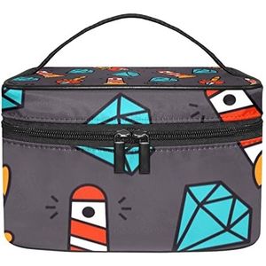 Lighthouse nautische make-up organizer tas, reismake-up tas organizer case draagbare cosmetische tas voor vrouwen en meisjes toiletartikelen, Meerkleurig, 22.5x15x13.8cm/8.9x5.9x5.4in