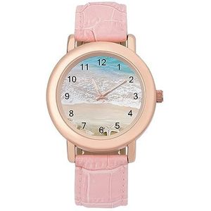 Ocean Beach Blue Sky Seafish Horloges Voor Vrouwen Mode Sport Horloge Vrouwen Lederen Horloge