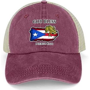 PR Puerto Rico Kikker Vlag Vintage Denim Baseball Cap Verstelbare Hollow Out Snapback Zonneklep Hoed