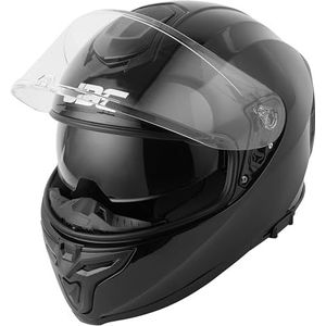 JDC Motorhelm Full Face - Intrekbaar Dubbel Vizier ECE 22.06 - SABRE - Zwart - L