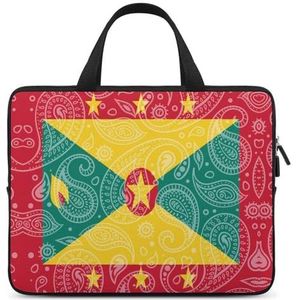 Paisley Grenada Vlag Reizen Laptop Sleeve Case Aktetas Met Handvat Notebook Messenger Bag voor Office Business