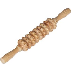 3x massageroller hout, met 2 handgrepen, handmatig massageapparaat voor rug, nek, schouders, armen & benen, natuur