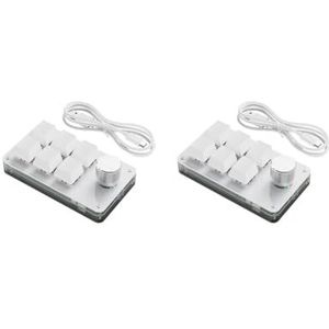 Tityvirnix 2 set 6 Knoppen Multifunctionele Gaming Toetsenbord School USB Mini Toetsenbord Programmeerbare Toetsenbord Desktop PC Laptop Accessoires Wit