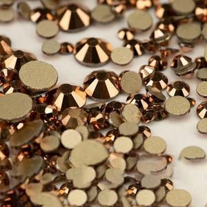 14400 stuks groothandel SS4-SS20 mixformaat glazen strass steentjes kristal niet-hotfix gouden flatback stenen voor doe-het-zelf nagelkunst accessoires-roségoud-mix