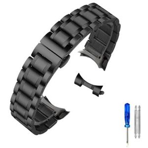 LQXHZ Gebogen Uiteinde Roestvrijstalen Horlogeband Compatibel Met Tissot 1853 T035 14/16/17/18/22/24 Mm Horlogeband Dames Heren Bandarmband (Color : Black-Curved, Size : 24mm)