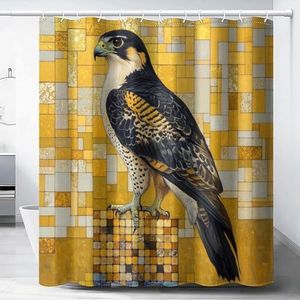BTTN 182 x 200 cm Lang Douchegordijn, Boho Farmhouse Zware Stof met Gestreept Rustiek Design en Kwastjes, Bohemian Vintage Waterdicht Gewogen Douchegordijn met 12 Haken, Zwart