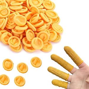 200 stks Latex Vingerbedjes Beschermende Vingertoppen Handschoenen Rubber Industriële Vingerstal Mouwen (Geel)