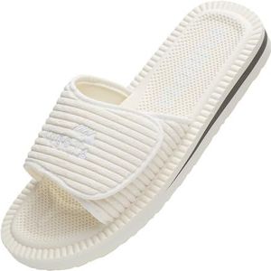 Kubota Badslippers met Klittenbandsluiting - Badslippers Heren & Dames - Slippers zomer voor strand - Schoenen voor douche en sauna - Ecru - 36